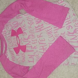 Under armour, Size 4 girls long sleeve. Pink and white colors.